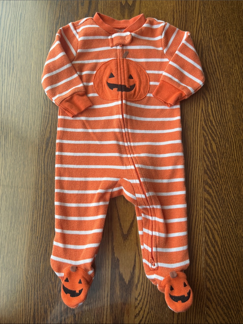 Carter's Striped Pumpkin Footed One-Piece